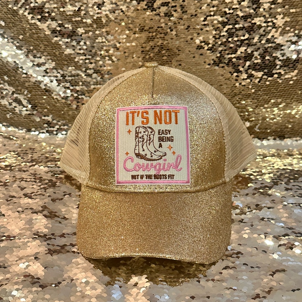 Gold Glitter Cowgirl Ball Cap